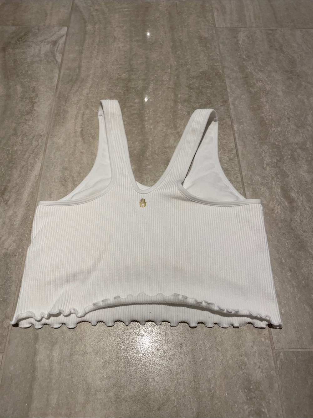 Spiritual Gangster White Amor Ribbed Seamless Crop Tank Top, XS/S